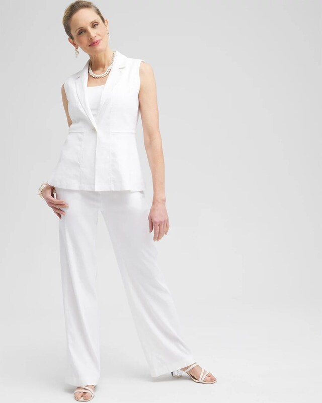 Linen Blend Stretch Vest - image 2